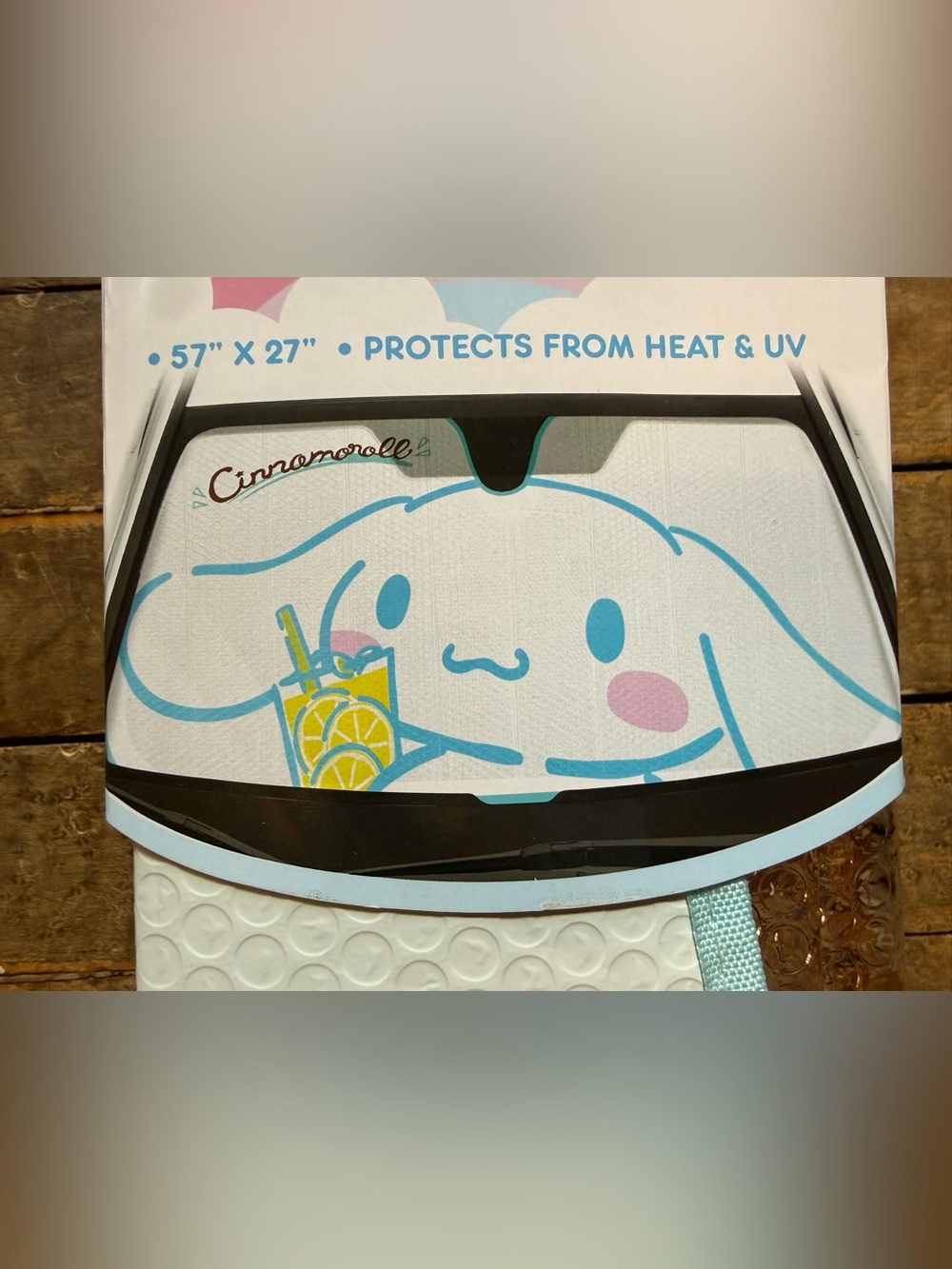 NWT Cinnamoroll Auto Shade Sunshade — White & Light Blue -57” x 27”